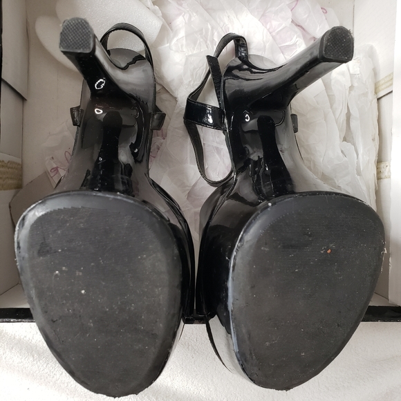 SOLD ON M- Juliet Platform Dance Sandal Ellie Shoes, black 6" - Picture 4 of 12